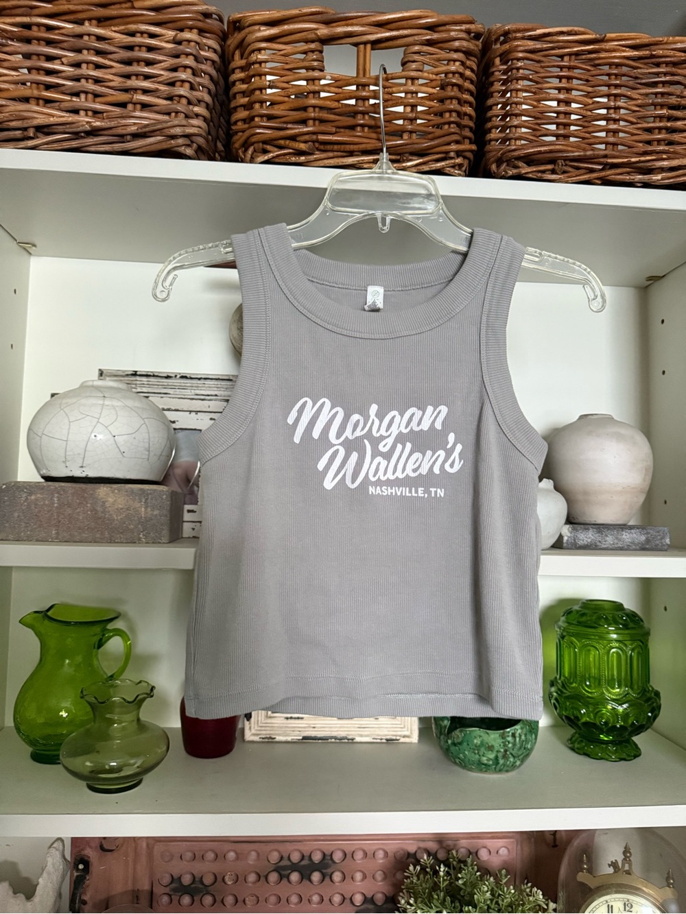 Cotton On Gray Ribbed Tank Top with White Script Logo